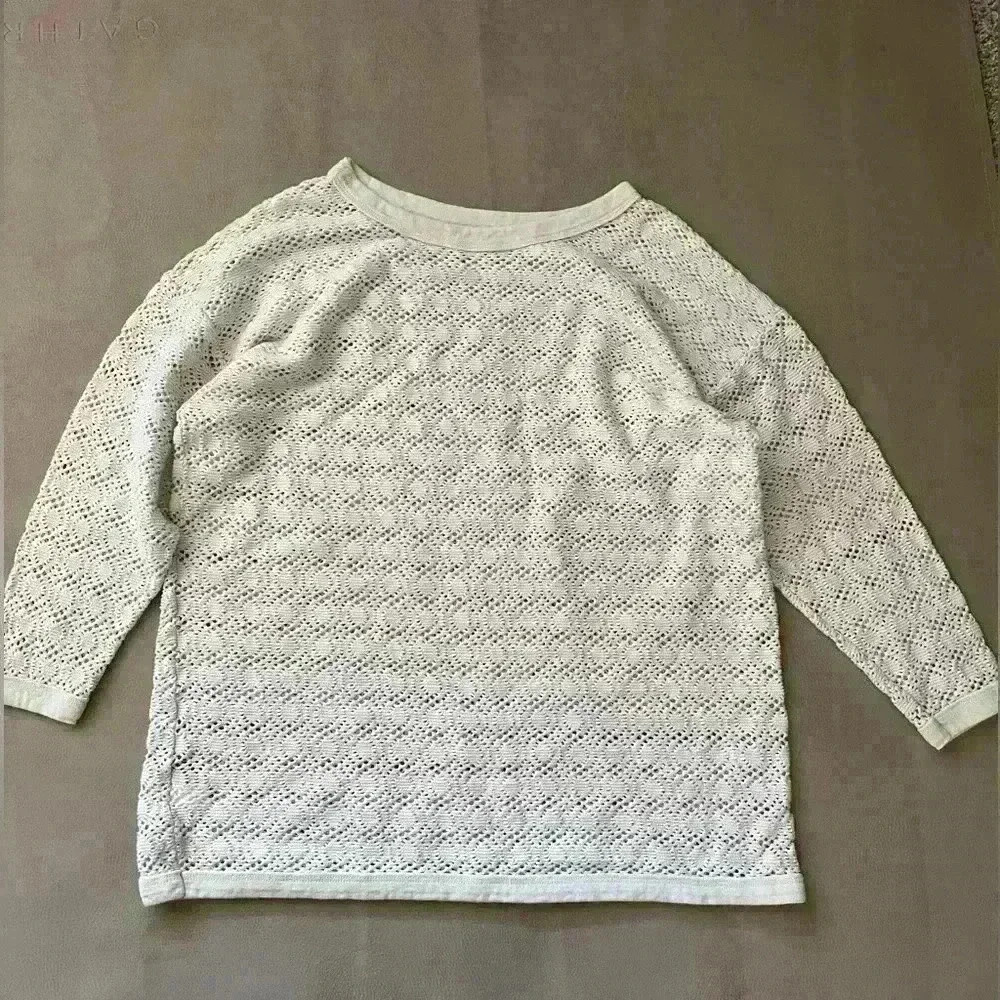 Oversized Cream loose knit Top Bohemian style Vintage Top